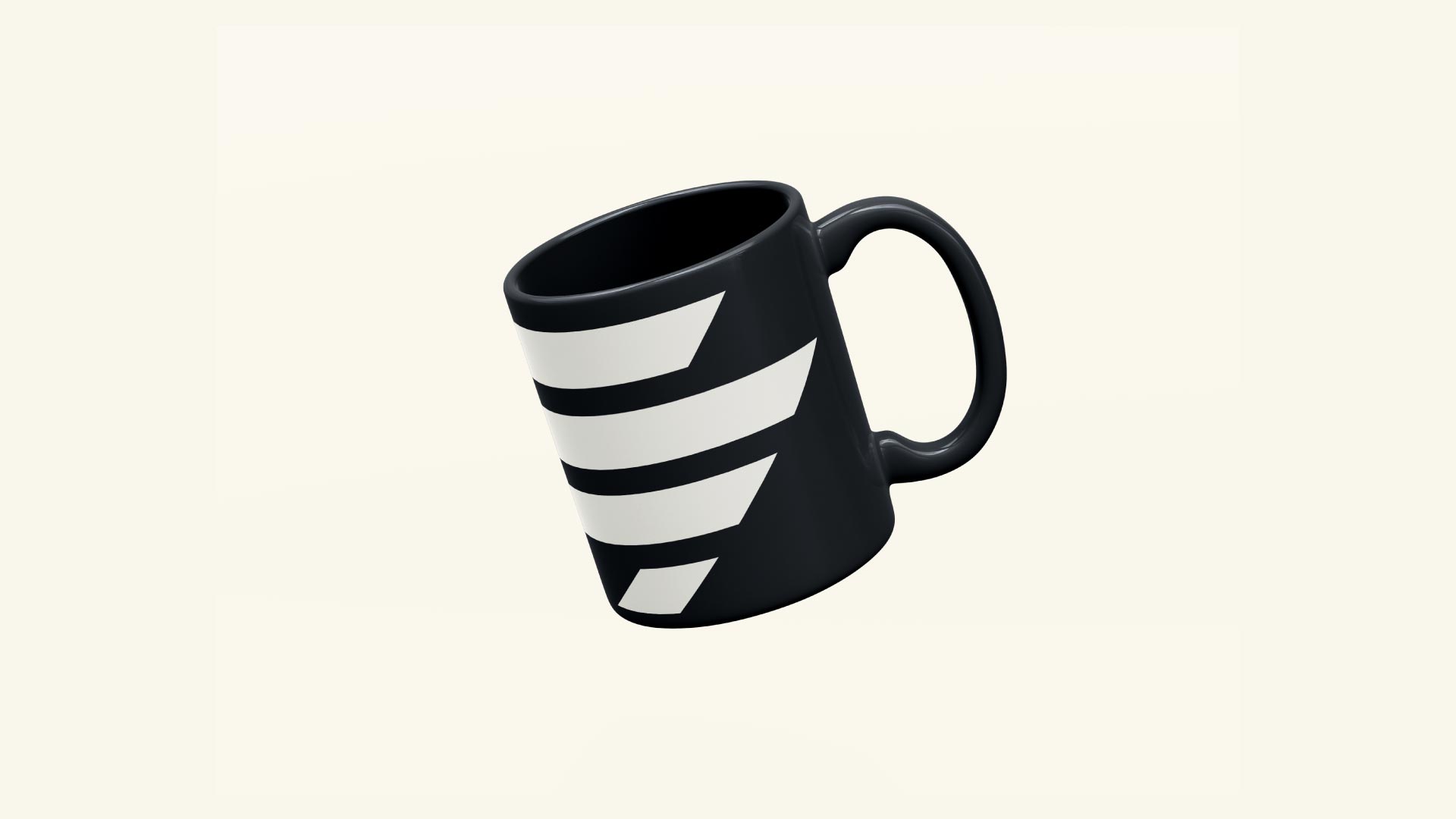 ColdFusion branded merchandise; mug design featuring the diamond icon wrapping around the mug, white on a black background.