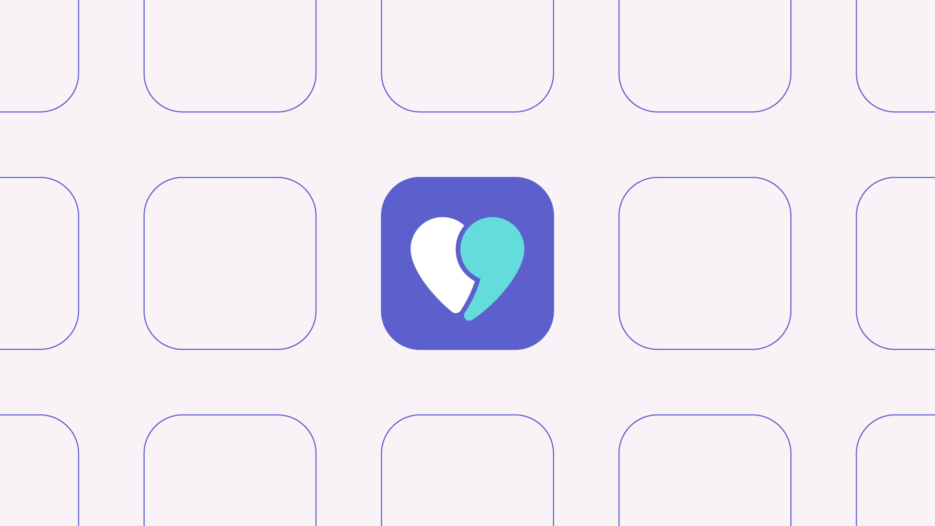 Smartphone app icon design using the Luvvi icon reversed out on a lilac background.